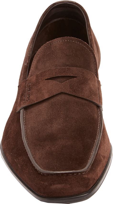 prada brown suede loafers